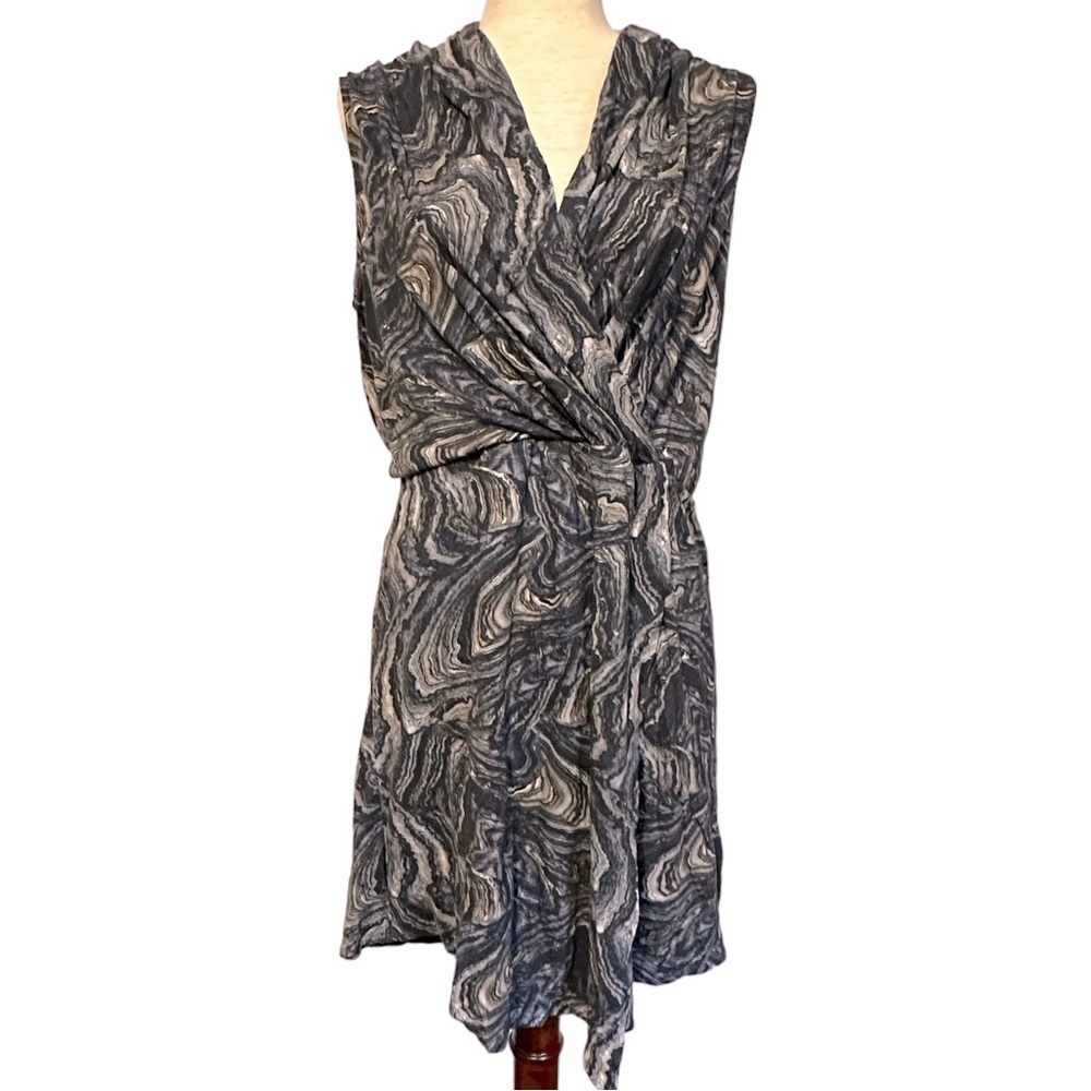 Peruvian Connection Venice Wrap Dress Pima Cotton Modal Marbled Draped Dress L